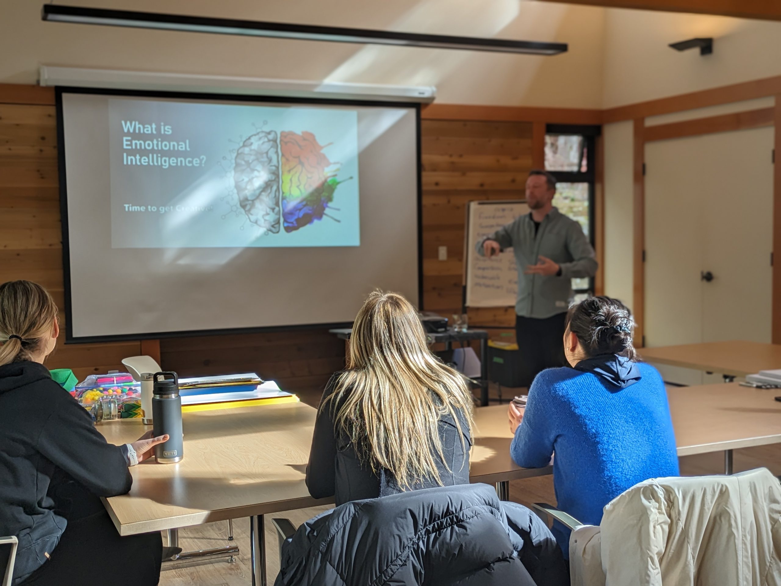 Will Chambers, professional facilitator, providing a session with a projector.